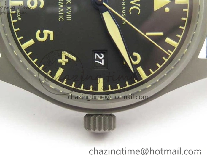 MIROTIME 0310 SmartChoice Mark XVIII IW327006 Titanium M+F 1:1 Best Edition Black Dial on Brown Leather Strap A 7145